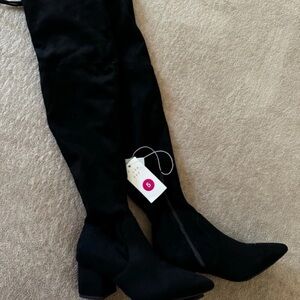 a new day Elegant Black Knee-High Heeled Boots